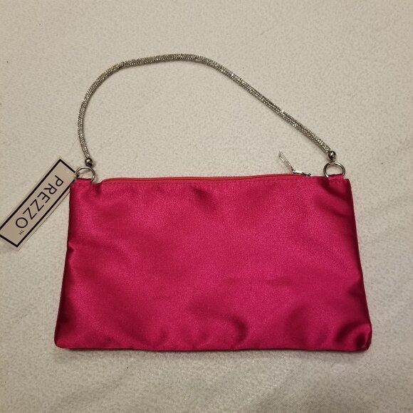Shoulder Bag & Crossbody Removable Strap Pink Fuchsia Satin Purse Bejewelled NWT - Picture 5 of 14